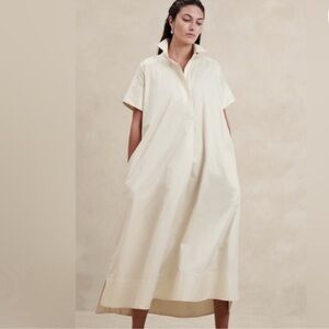 Banana Republic | Short Sleeve Cruz Poplin Maxi Dress-Ivory